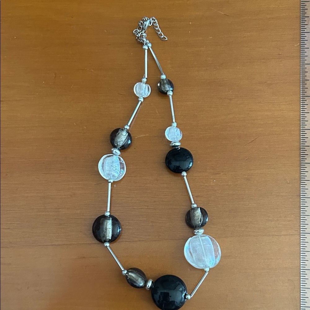Elegant Black and Silver Beaded Necklace